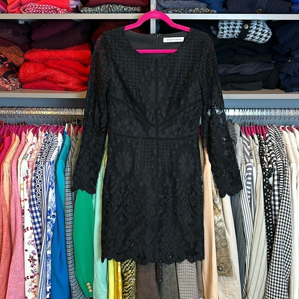 Cupcakes and Cashmere black long sleeve lace dress size S